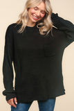 Legging Approved Long Knit Top | Black