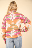 Aztec Henley Woven Pullover | Pink Mix