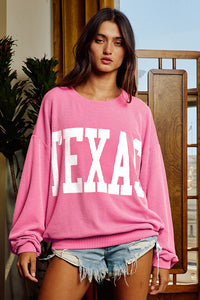 Texas Slouchy Ribbed Sweatshirt | Watermelon