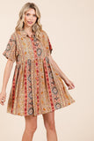 Paisley Patchwork Shirt Dress | Rust Multi