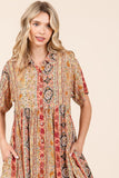 Paisley Patchwork Shirt Dress | Rust Multi