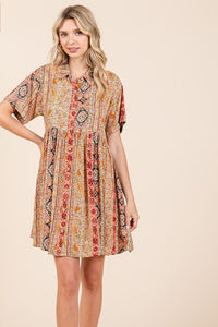 Paisley Patchwork Shirt Dress | Rust Multi