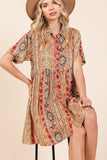 Paisley Patchwork Shirt Dress | Rust Multi