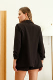 3/4 Ruched Sleeve Blazer | Black