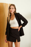 3/4 Ruched Sleeve Blazer | Black