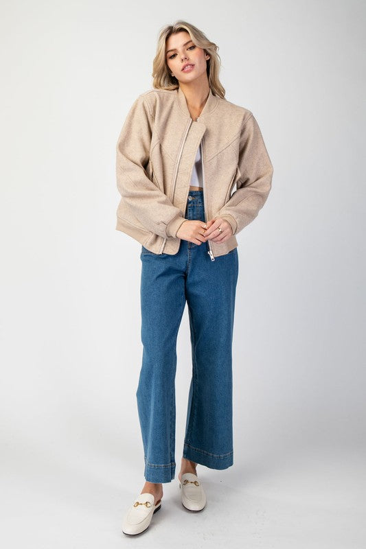 Solid Bomber Jacket | Oatmeal