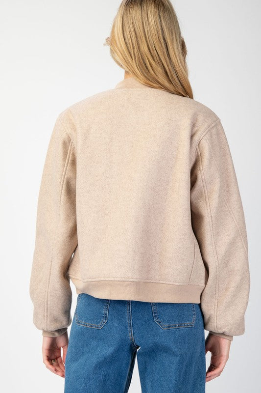 Solid Bomber Jacket | Oatmeal