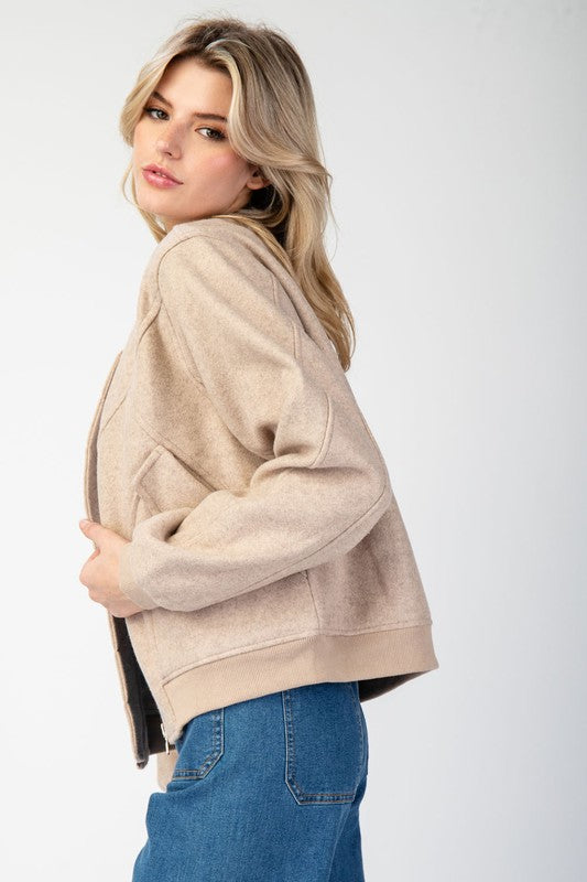 Solid Bomber Jacket | Oatmeal
