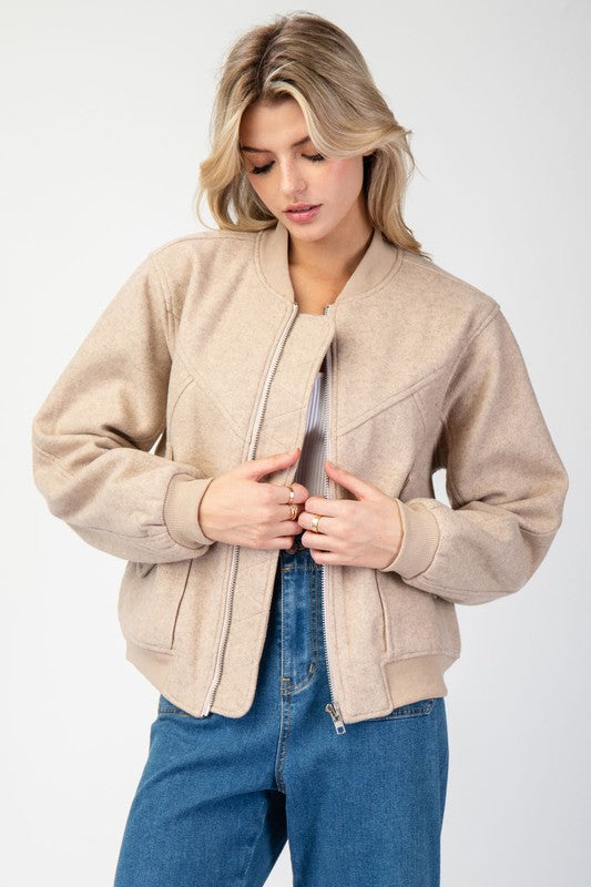 Solid Bomber Jacket | Oatmeal