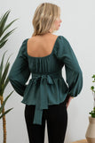 Scoop Neck Back Tie Top | Hunter Green