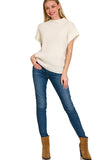 Power Shoulder Sweater Top | Ivory