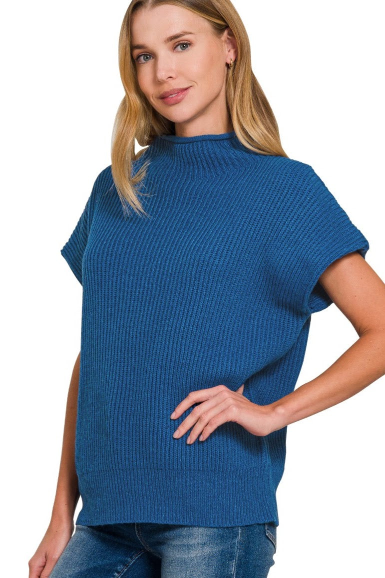 Power Shoulder Sweater Top | Blue