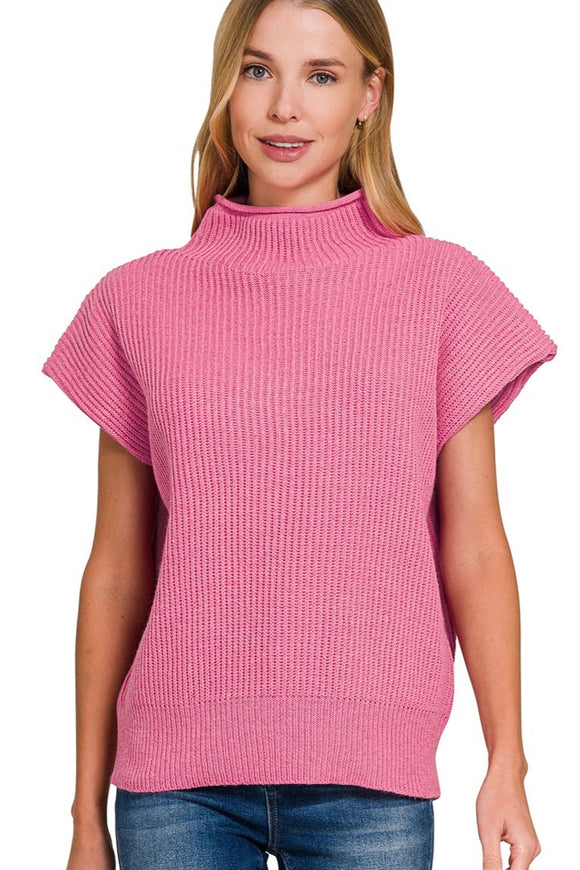 Power Shoulder Sweater Top | Candy Pink