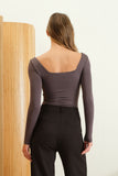 Seamless Square Neck Bodysuit | Charcoal