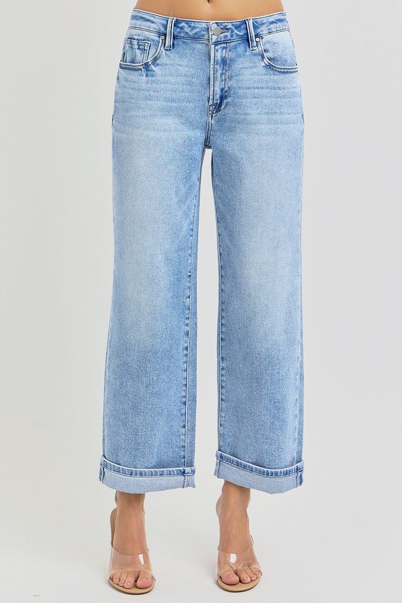 Risen Jeans | Mid Rise Ankle Boyfriend Turn Up Cuff