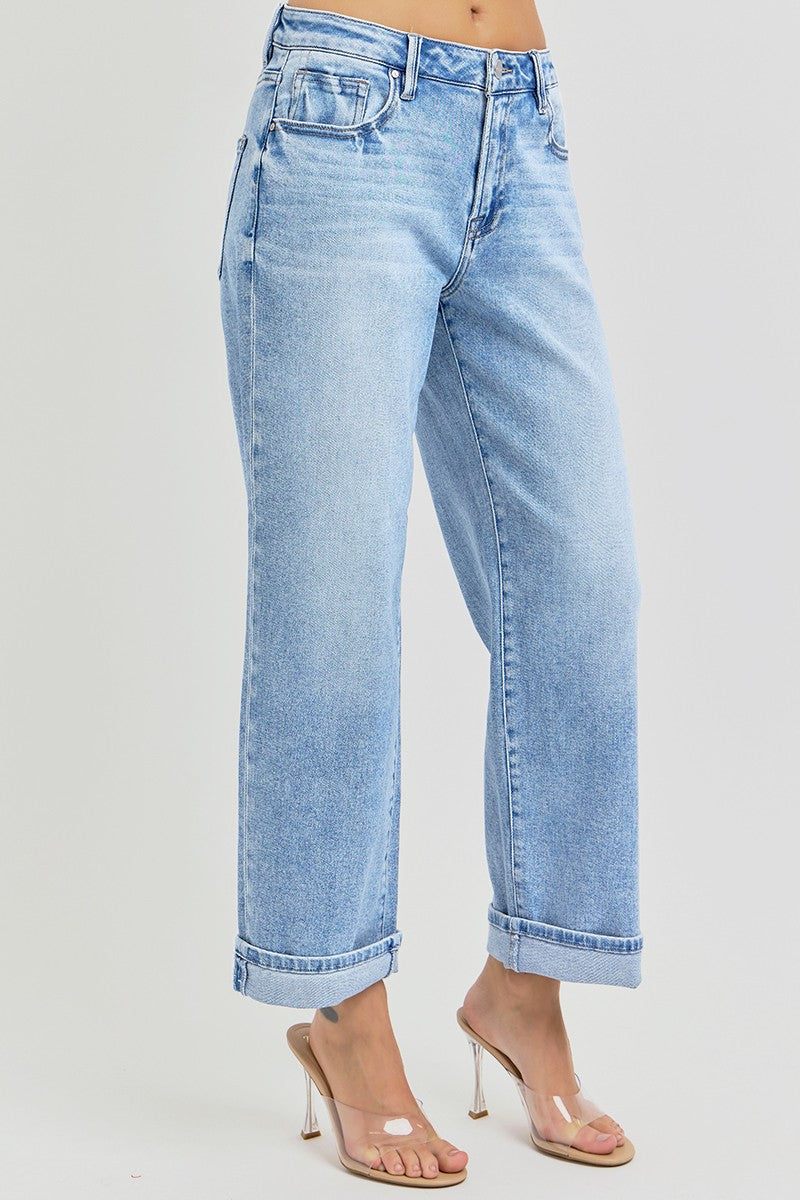 Risen Jeans | Mid Rise Ankle Boyfriend Turn Up Cuff