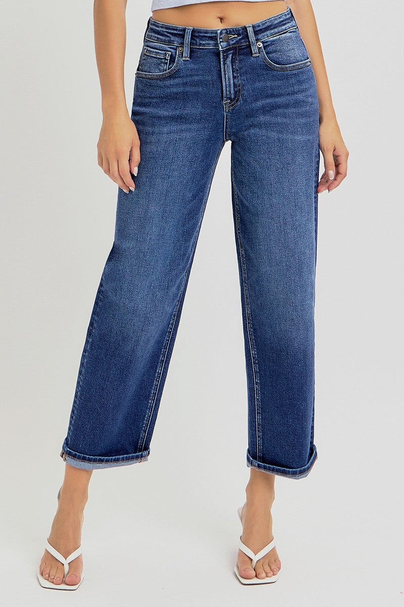 Risen Jeans | High Rise Crop Boyfriend Cuffed