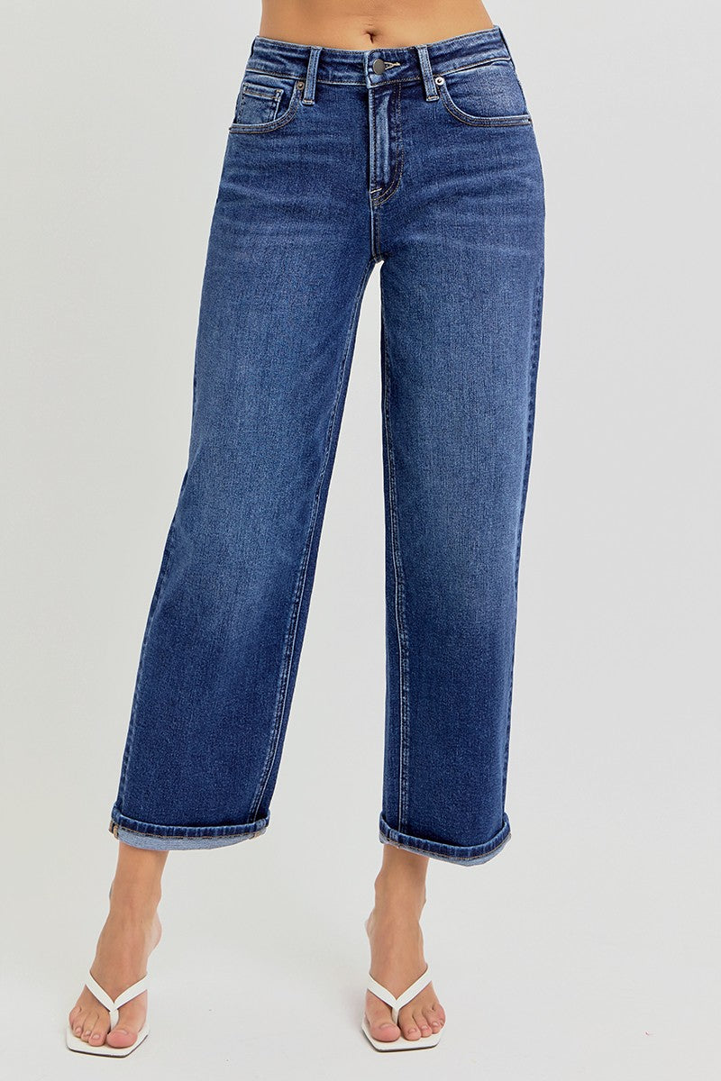 Risen Jeans | High Rise Crop Boyfriend Cuffed