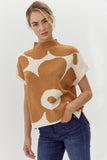 Mock Neck Flower Knit Top | Toffee+Off White