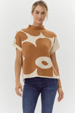 Mock Neck Flower Knit Top | Toffee+Off White