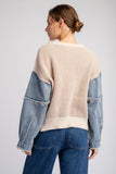 Denim Mineral Washed Sweater Top | Oatmeal