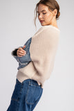 Denim Mineral Washed Sweater Top | Oatmeal