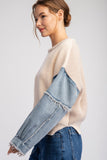 Denim Mineral Washed Sweater Top | Oatmeal