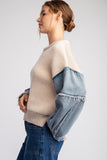 Denim Mineral Washed Sweater Top | Oatmeal