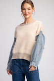 Denim Mineral Washed Sweater Top | Oatmeal