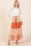 Tiered Flower Paisley Maxi Skirt | Rust