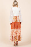 Tiered Flower Paisley Maxi Skirt | Rust