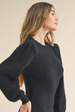 Ribbed Sweater Knit Dress | Black