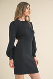 Ribbed Sweater Knit Dress | Black