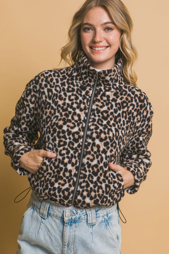 Leopard Teddy Jacket | Brown