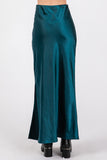 Satin Side Slit Maxi Skirt | Teal