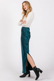 Satin Side Slit Maxi Skirt | Teal