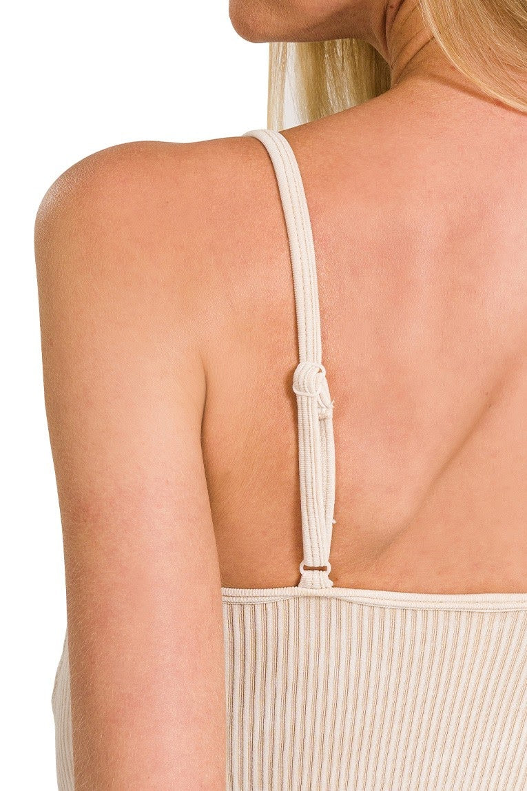 Stone Washed Ribbed Cami Top | Ash Mocha