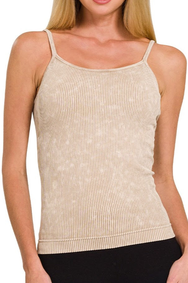 Stone Washed Ribbed Cami Top | Ash Mocha