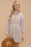 Plaid Button Down Dress | Beige