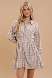 Plaid Button Down Dress | Beige