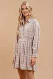 Plaid Button Down Dress | Beige