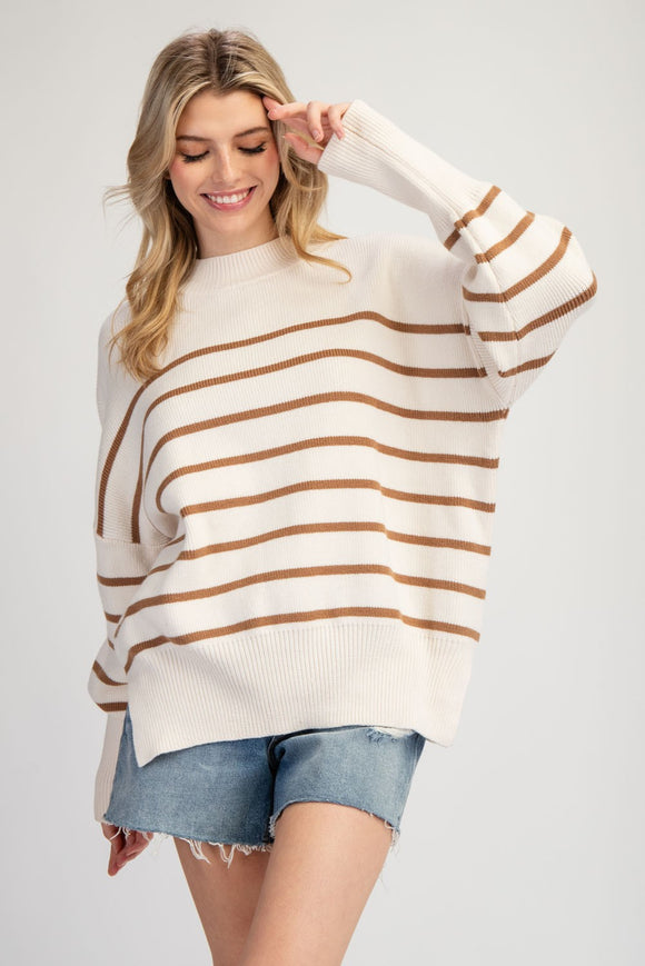 Striped Sweater Top | Oatmeal+Cream