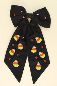 Candy Corn Embellished Bow | Black