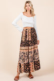 Tiered Flower Paisley Maxi Skirt | Black