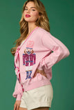 Nutcracker Sequin Bow Cardigan | Pink