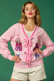 Nutcracker Sequin Bow Cardigan | Pink