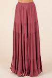 Tiered Flowy Smocked Maxi Skirt | Marsala