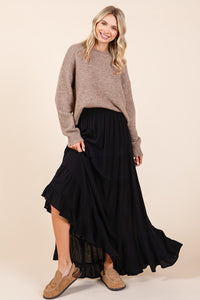 Tiered Flowy Smocked Maxi Skirt | Black