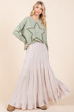 Tiered Flowy Smocked Maxi Skirt | Natural