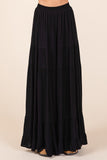 Tiered Flowy Smocked Maxi Skirt | Black